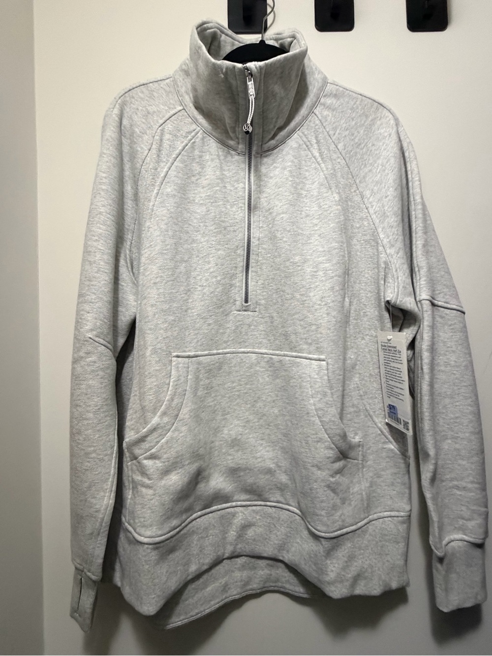 Lululemon Scuba Oversized Funnel Neck Half Zip Long M/L Heathered Grey NWT - Picture 5 of 6